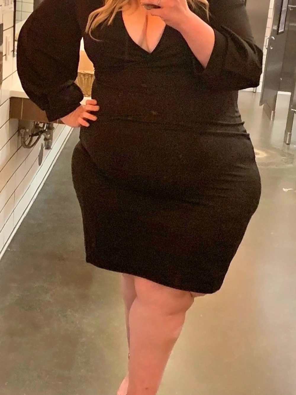 Black Faux Wrap Midi Dress Size 5XL Like New
